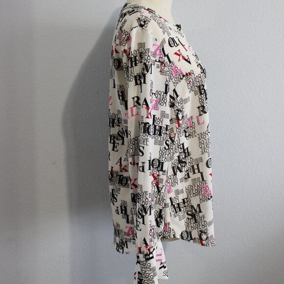 RACHEL ROY Love Print Letter Button Down Blouse Size 4 - Picture 5 of 7
